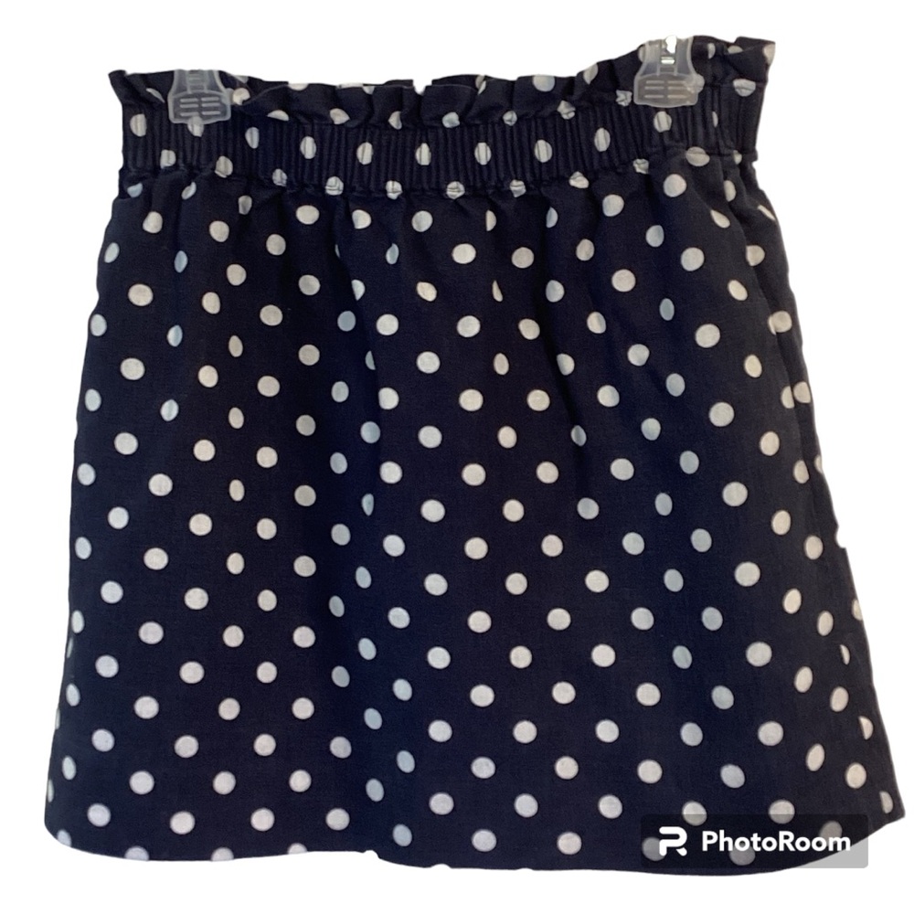 J Crew Sidewalk Blue & White Polkadot Linen Skirt, Size 8